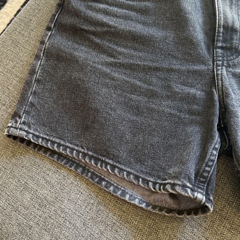 Zara Mid-Rise Denim Shorts Light Blue/Charcoal Black - Picture 13 of 14